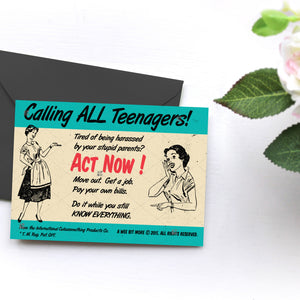 Wall Art, Vintage Greeting Card, Digital Print – Teenagers, Act Now!