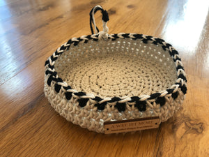 Basket Storage Vegan Ecru & Black with Trim  – The Montauk Collection