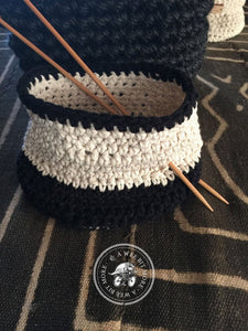Basket Storage Vegan Ecru & Black  – The Montauk Collection