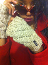 Load image into Gallery viewer, Fingerless Mitts – Lace Eyelets with Accented Cuffs