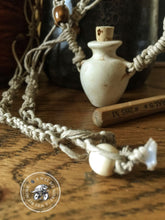 Load image into Gallery viewer, Essential Oils Macrame Necklace – Raku Bottle Pendant