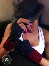 Load image into Gallery viewer, PATTERN Cabled &amp; Twisted Knit Tweed Fingerless Mitts