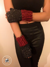 Load image into Gallery viewer, PATTERN Cabled &amp; Twisted Knit Tweed Fingerless Mitts
