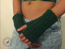 Load image into Gallery viewer, Fingerless Mitts – Eartha with Beads &amp; Cables