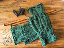 Load image into Gallery viewer, PATTERN Eartha Beaded Cabled Fingerless Mitts, Vegan
