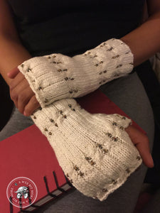 PATTERN Eartha Beaded Cabled Fingerless Mitts, Vegan